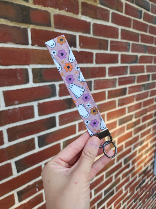 Floral Ghost Wristlet Keychain